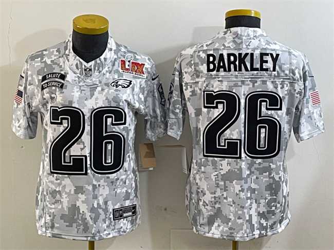 Women's Philadelphia Eagles #26 Saquon Barkley 2025 Super Bowl LIX Patch F.U.S.E. Arctic Camo Salute to Service Limited Stitched Jersey Dzhi,We sell and wholesale Women's Philadelphia Eagles #26 Saquon Barkley 2025 Super Bowl LIX Patch F.U.S.E. Arctic Camo Salute to Service Limited Stitched Jersey Dzhi on line form chian!